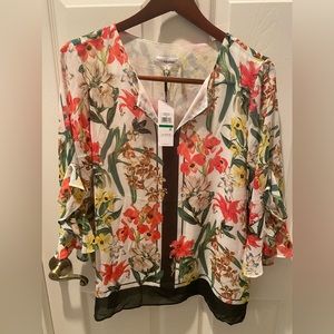 NWT Calvin Klein floral blouse
